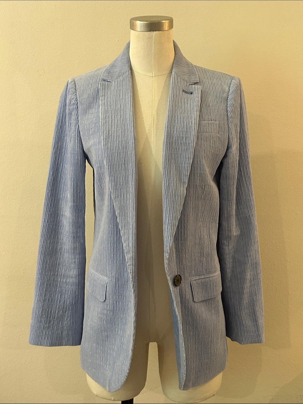J. Crew Light Blue Corduroy Single-Button Blazer